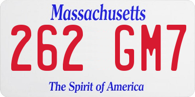 MA license plate 262GM7