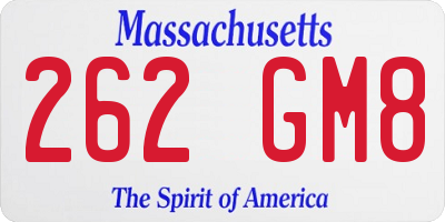 MA license plate 262GM8