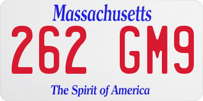 MA license plate 262GM9