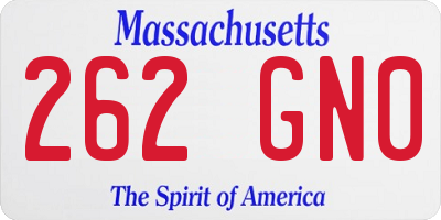 MA license plate 262GN0