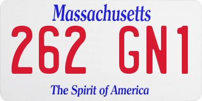 MA license plate 262GN1