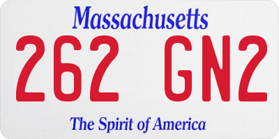 MA license plate 262GN2