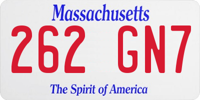 MA license plate 262GN7