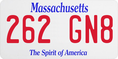 MA license plate 262GN8