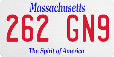 MA license plate 262GN9