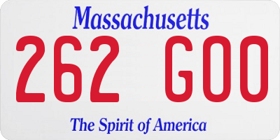 MA license plate 262GO0
