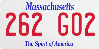 MA license plate 262GO2