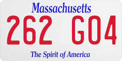 MA license plate 262GO4