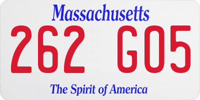 MA license plate 262GO5