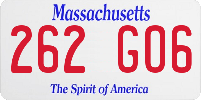 MA license plate 262GO6