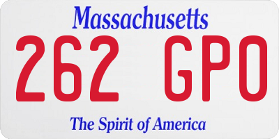 MA license plate 262GP0