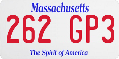 MA license plate 262GP3