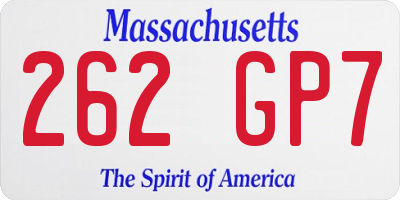 MA license plate 262GP7