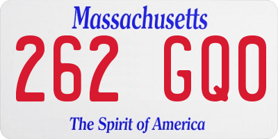 MA license plate 262GQ0