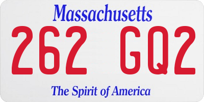 MA license plate 262GQ2