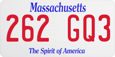 MA license plate 262GQ3
