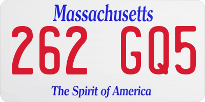 MA license plate 262GQ5