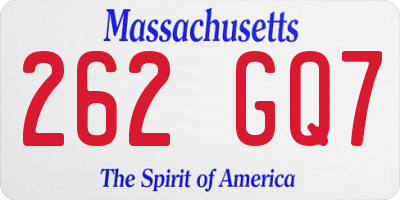 MA license plate 262GQ7