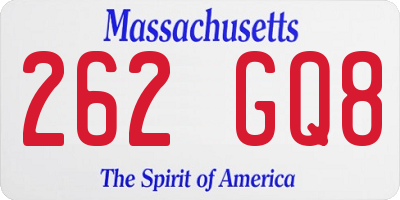 MA license plate 262GQ8