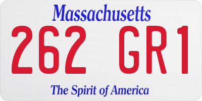 MA license plate 262GR1