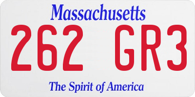 MA license plate 262GR3