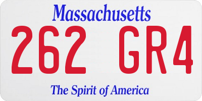 MA license plate 262GR4