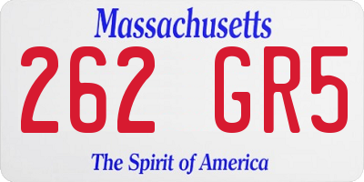 MA license plate 262GR5