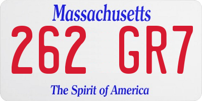 MA license plate 262GR7