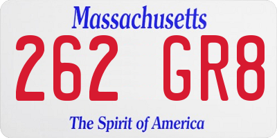 MA license plate 262GR8