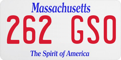 MA license plate 262GS0