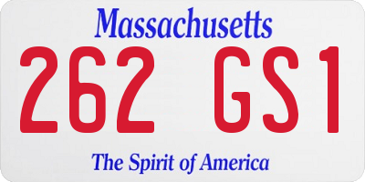MA license plate 262GS1
