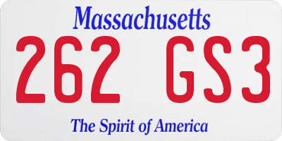 MA license plate 262GS3
