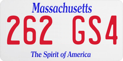 MA license plate 262GS4