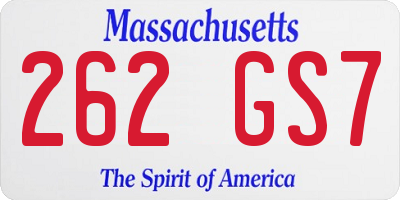 MA license plate 262GS7