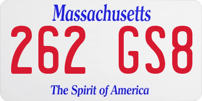 MA license plate 262GS8
