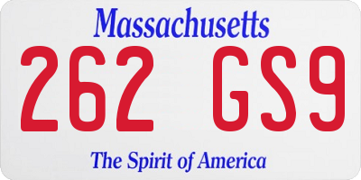 MA license plate 262GS9