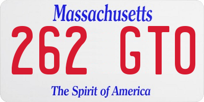 MA license plate 262GT0
