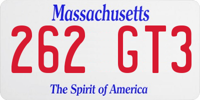 MA license plate 262GT3