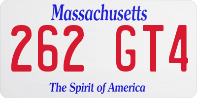 MA license plate 262GT4