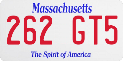 MA license plate 262GT5