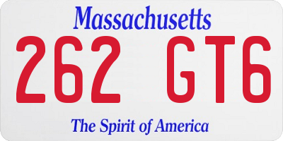 MA license plate 262GT6