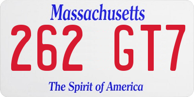 MA license plate 262GT7