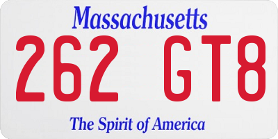MA license plate 262GT8