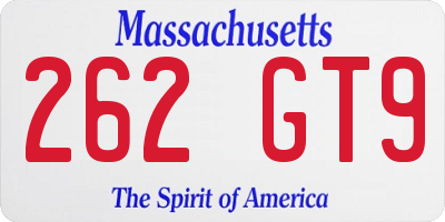 MA license plate 262GT9