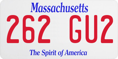 MA license plate 262GU2