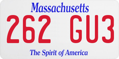 MA license plate 262GU3