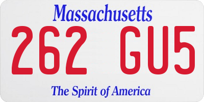 MA license plate 262GU5