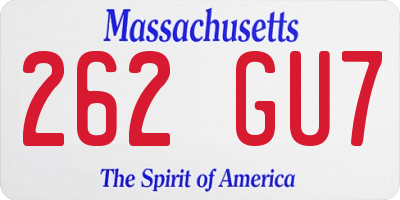MA license plate 262GU7