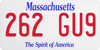 MA license plate 262GU9