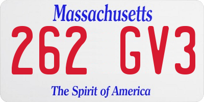 MA license plate 262GV3